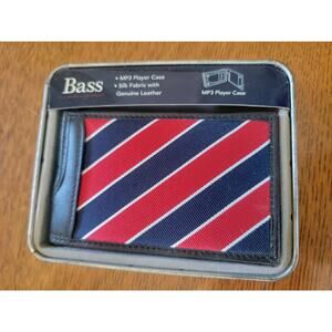 G. H. Bass MP3 Player Case Silk Leather Blue Red Stripe New In Box